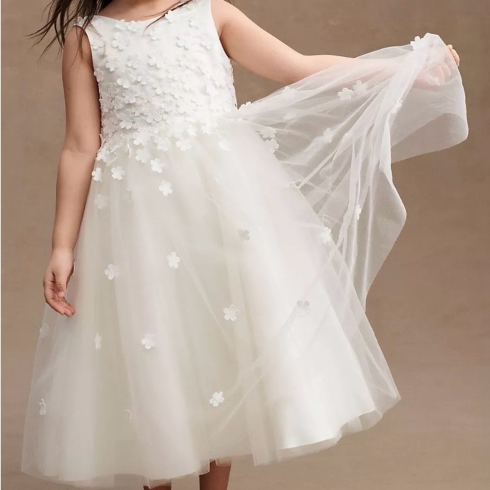 Princess Daliana Carrie Floral Appliqué Low-Back Tulle Flower Girl Dress size 4T